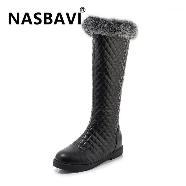

boots winter women warm knee high round toe hair ladies fashion thigh snow shoes waterproof fashion1, Black