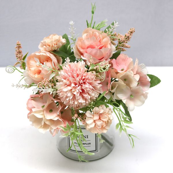 

fabric peony artificial for home decor 9 heads hydrangea silk fake wedding decorative flower cheap