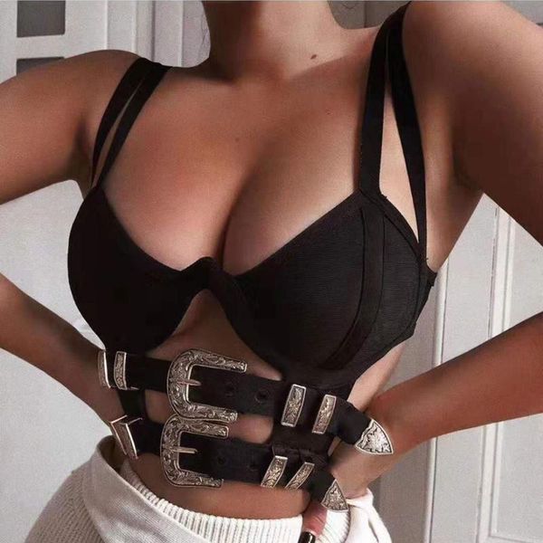 

new arrival women summer camis cross spaghetti strap bandage crop tank stretch hollow out bustier cami drop shipping, White