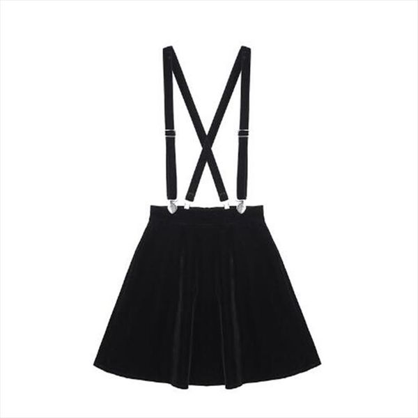 

2020 gothic women skirt autumn strap skirts velvet fashion punk high waist a line mini skirt black fashion winter skirts ladies