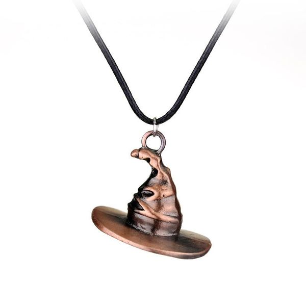 

magic harried magic hat necklace potters hogwarts cosplay wizard cap vintage charm jewelry for men women gift necklace witch hat, Silver
