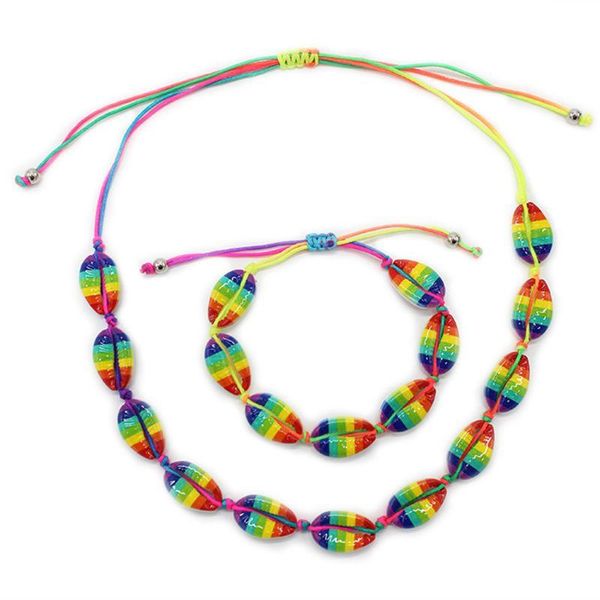 

earrings & necklace 2 pcs/set shell bracelet adjustable beach choker fashion anklet bracelets boho surfer jewelry for women girls e15e, Silver