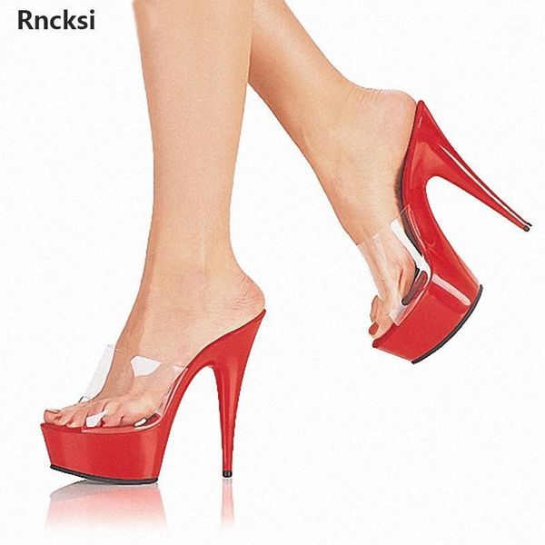 

slippers rncksi clear pvc upper women slipper 15cm high heel summer shoes open toe outdoor slides fashion slippers1, Black