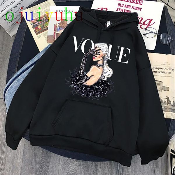 

funny princess vogue female hoodie hip hop women streetwear female clothes sweatshirts pullovers harajuku 90s ullzang hoodies, Black