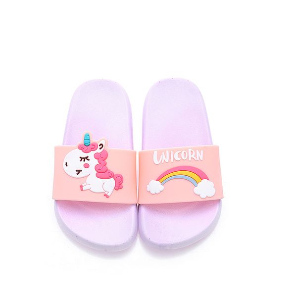 

toddler kids cartoon unicorn indoor slippers toddler boys girls summer home flip flops children bedroom shoes beach wear slipper y201028, Black;grey