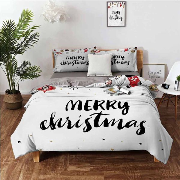 

merry xmas quote with modern brush lettering creative noel phrase inspirational printbedding 3-piece set