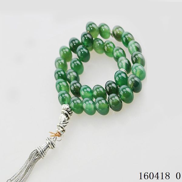 

10mm prayer beads muslim rosary tassel pendant 33 islamic tasbih natural agates bead mohammed rosaries for women men, Black