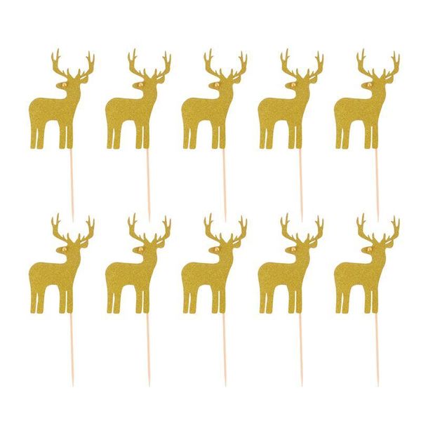 

10шт рождество cupcake toppers выбор декоративные блестки deer торт toppers для home party decor рождество новый год партии а35 sqctco