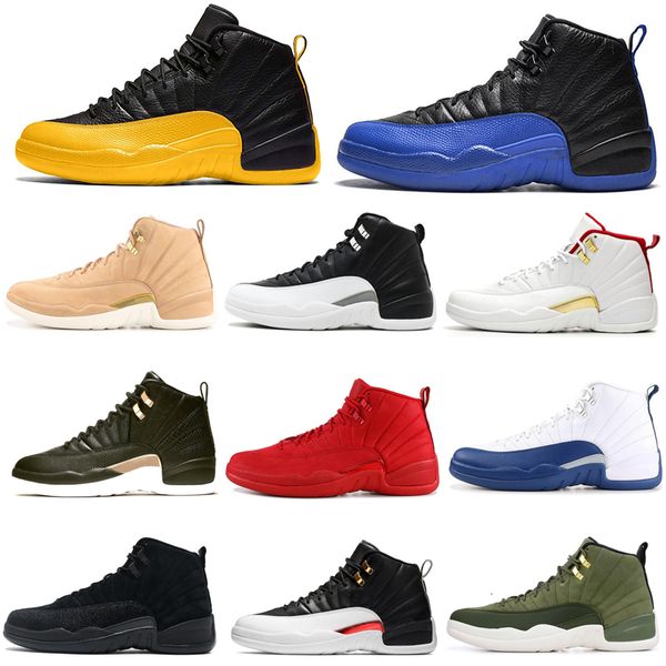 

12 12s men shoes game royal reverse taxi dark grey university gold playoffs wings mens trainers sports sneakers 7-13