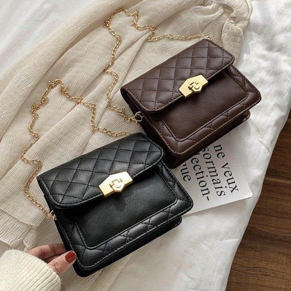 

2020 new pu chain small square bag fashion women's messenger bag flow shoulder