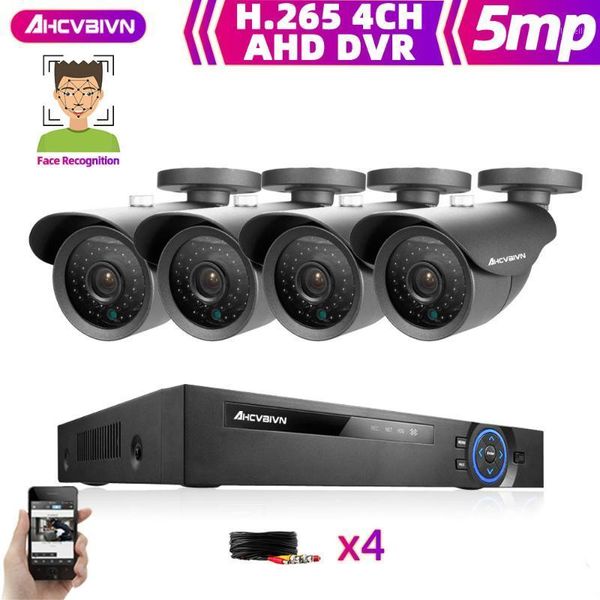 

5.0mp cctv security camera system kit 4ch ahd camera dvr video recorder infrared night vision i-cut 2k video surveillance set1