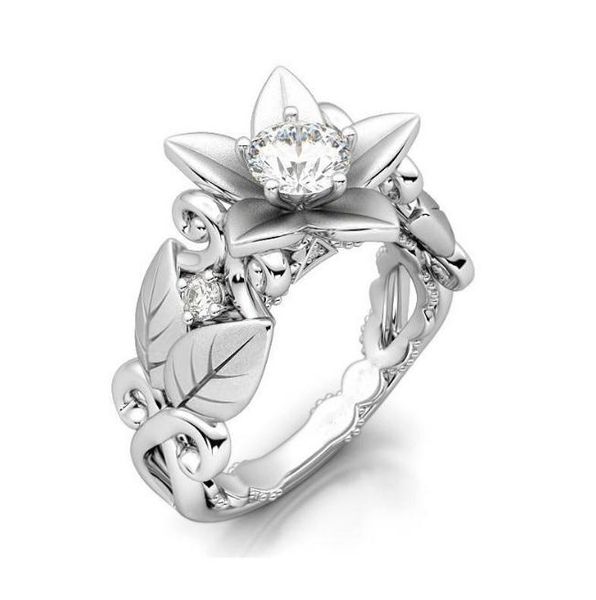 

Europe and the United States creative ladies zircon ring rose shape branch ring jewelry alloy jewelry
