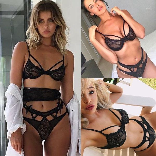 

womens lace strappy lingerie set babydoll g-string thong underwear nightwear ldadies black temptation set s-xl1, Red;black