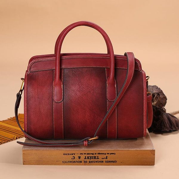 

brand handmade vintage womens genuine leather handbags lady retro elegant shoulder messenger bag embossed floral bolsas sale