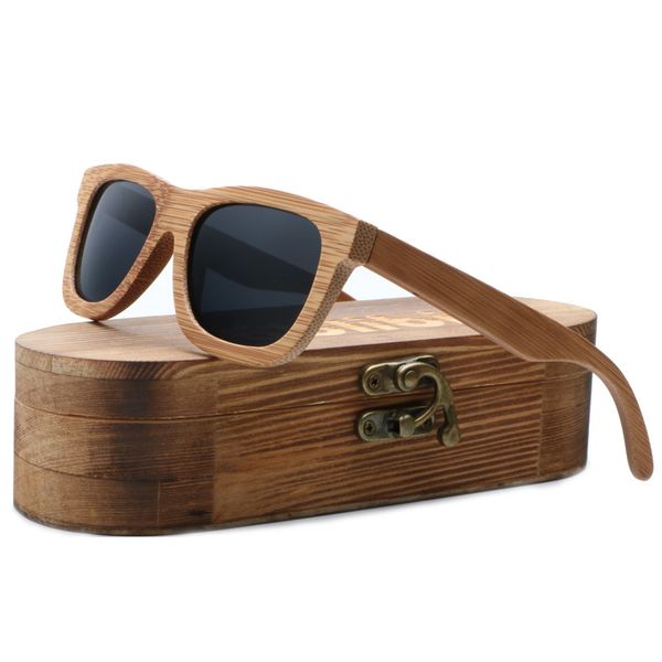

ablibi brand designer uv men fashion style glasses bamboo wood sunglasses polarized in box, White;black