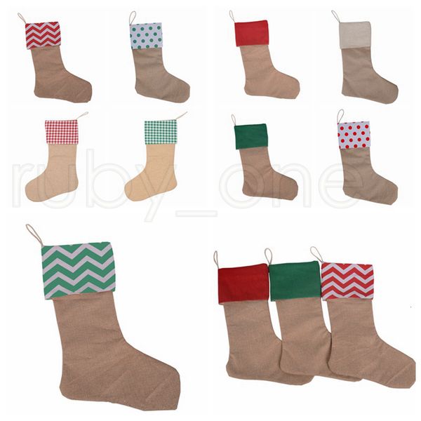 

canvas 30*45cm xmas stocking bags gifts large size plain burlap decorative socks christmas decoratio