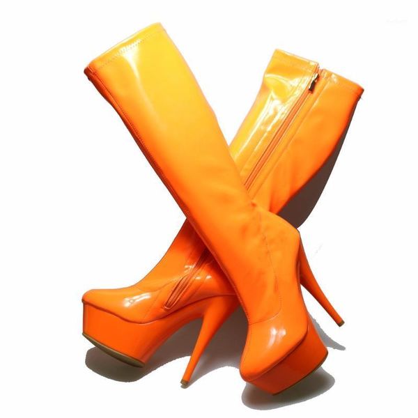 

boots timetang candy multi-colored colorful high-heeled waterproof platform knee 2021 latest fashion t-tage plus size1, Black