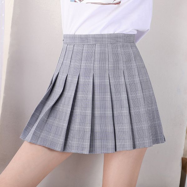 

xs-3xl plaid summer women skirt 2021 high waist stitching student pleated skirts women cute sweet girls dance mini skirt, Black