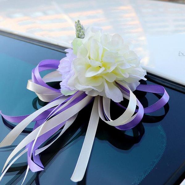 

handle flower embellishment short streamer small fresh sen wedding car rearview mirror decoration door artificial flowers1