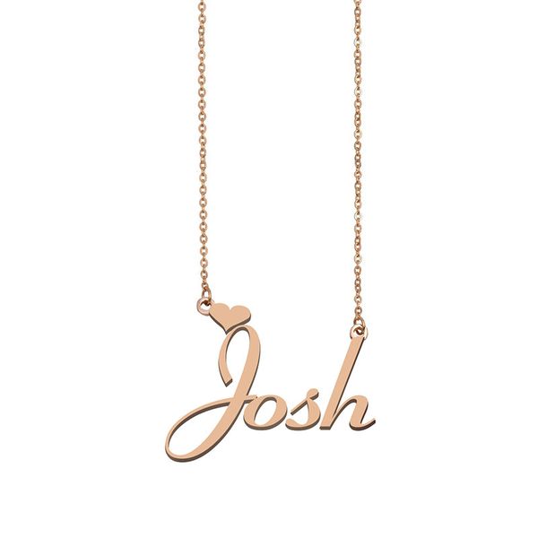 

josh name necklaces pendant custom personalized for women girls children friends mothers gifts 18k gold plated stainless steel, Silver