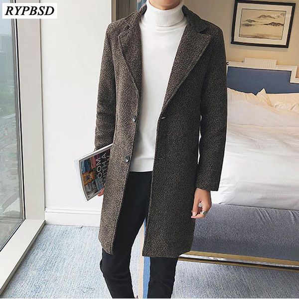 

wool coat men long coat autumn 2020 fashion casual woolen jacket men slim fit solid fit warm mens wool overcoat plus size m-5xl1, Black