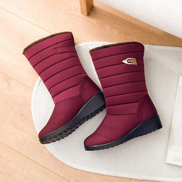

2020 fashion warm solid non-slip women's waterproof snow boots women's winter boots warm thick leather cotton shoes, Black