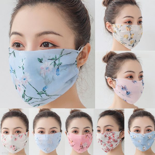 

chiffon printing flowers designer face mask cotton reusable face masks out door sport riding masks cotton designer mask