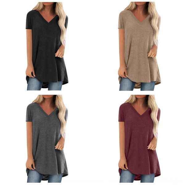 

uexdp spring pullovert-shirt pullover2020 solid casual large v-neck loose pullover2020 sleeve solid spring pullovert-shirt short pullover ca, White