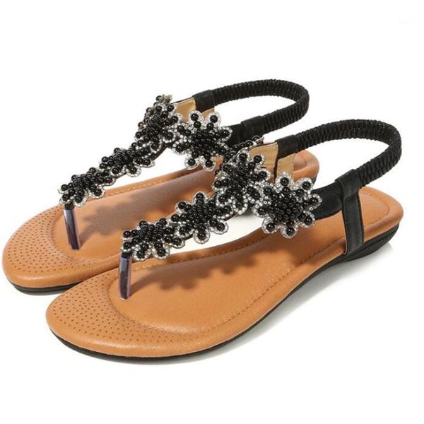

dress shoes summer women's fashion sandals slope with casual comfortable diamond beads women national style ll1471, Black
