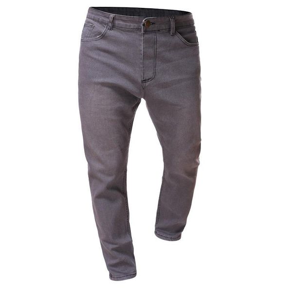 

men's jeans casual men straight slim cotton denim pants fit, Blue