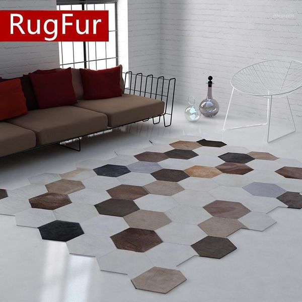 

personalized leather rug pentagonal gray creative carpet1