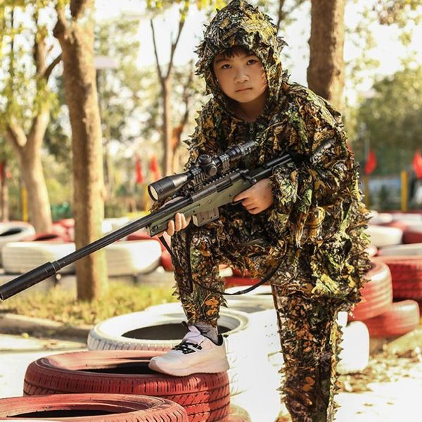 

hunting sets kid outdoor camo camouflage clothing sniiper ghillie suit woodland wildlife pography youth