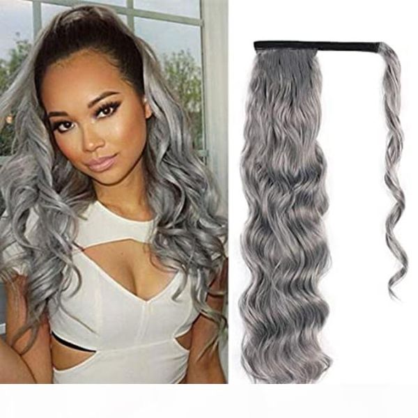 

diva real hair gray pony tail hairpiece wraps around pure grey women hair extension ponytail updo closure 140g, Black