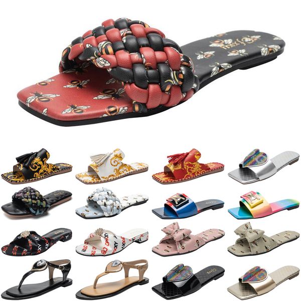 

luxury women slides slippers womens fashion sandals black white slide slipper flat flip flops size 37-42