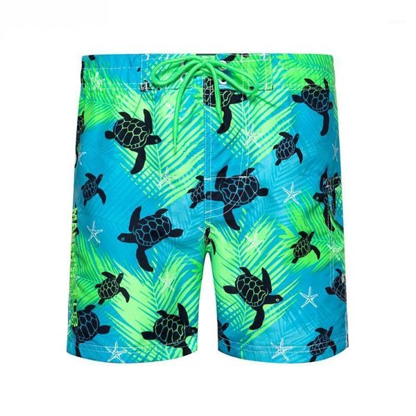 

2020 beach board shorts trunks loose cotton men quick dry short trousers simple inner sea turtle print swimsuit swimming trunk1, White;black