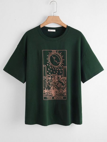 

plus dog & letter graphic tee 05cr#, Black