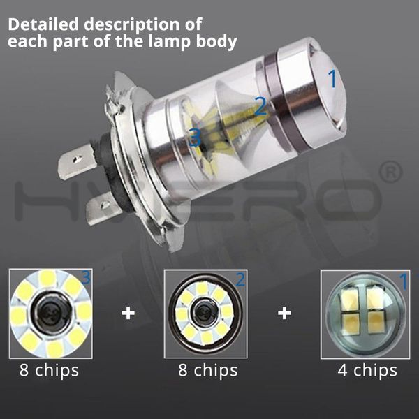 

1pcs fog lights 100w led 8000k headlight white lights bright fog lamp bulb plug and play fog bulb direct replaceme cob swy wmtcue bdesybag