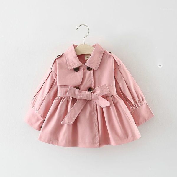 

spring autumn korean fashion children cotton windbreaker jacket kids girls trench coat outerwear coats khaki pink princess1, Blue;gray