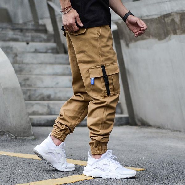 

multi pockets cargo pants men jeans khaki black color streetwear style mens hip hop jeans men fashion classical jogger pants, Blue