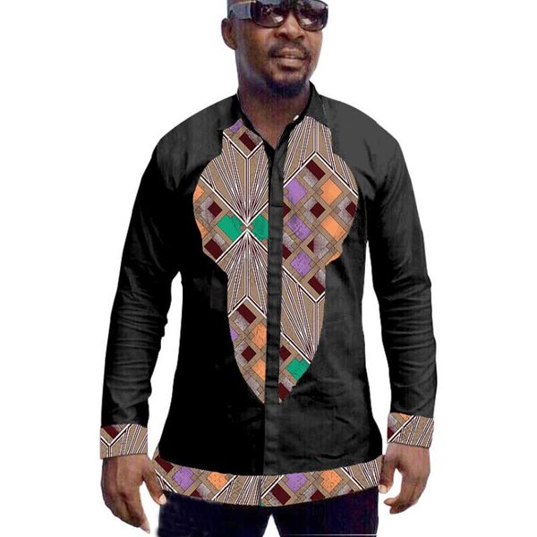 

men's casual shirts african black clothes patchwork shirt wedding outfits man dashiki clothing customized, White;black