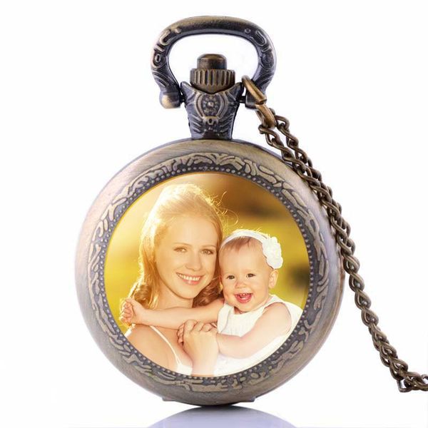 

pendant necklaces personalized po pendants custom pocket watch necklace of your baby child mom dad grandparent loved one gift for family, Silver