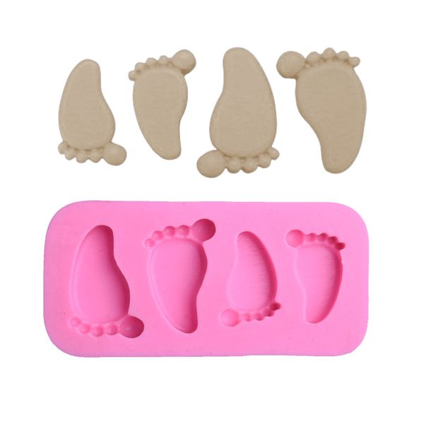 Molde de silicone pés de bebê de chocolate fondant bolo decorando ferramenta de cozimento bakeware pudding moldes bebê pasta de silicone fondant molde