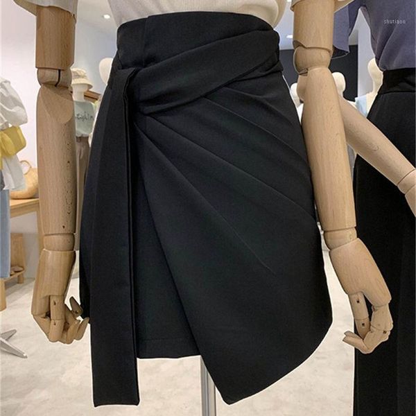 

korean asymmetric high waist slimming package hip women's fashion ins skirt lady new skirts p3621, Black