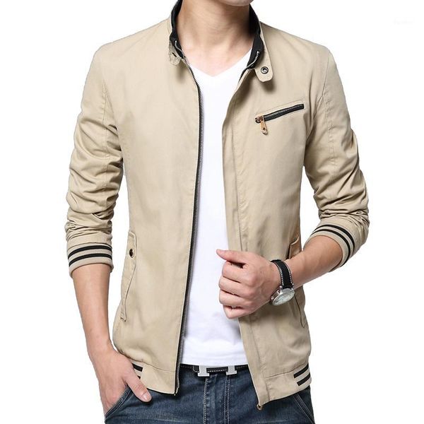 

men's jacket slim long sleeve cargo jacket zipper windbreaker collar men's genuine clothing1, Black;brown