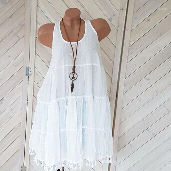 

women's sleeveless tssels shirt tunic 2019 new hollow hem blouse casual shirt plus size o-neck debardeur femme1, White