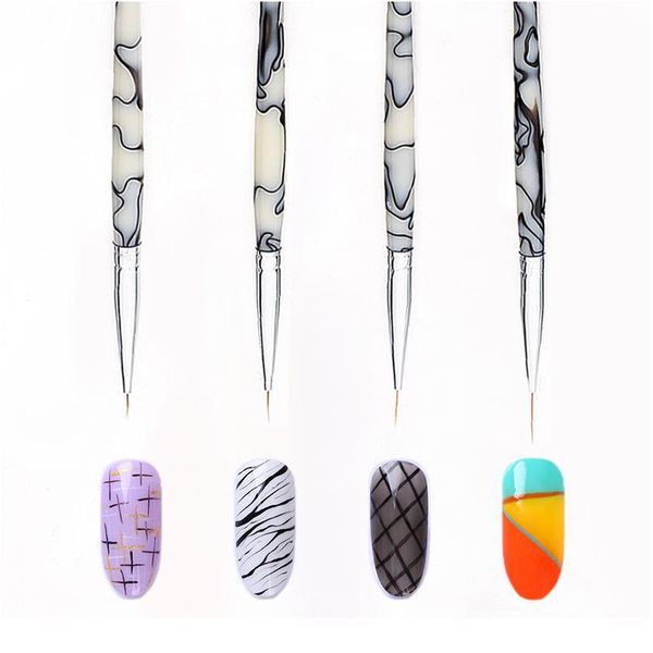 

4pcs uv gel liner drawing brush set acrylic polish painting nail line pen marble handle superfine nail art salon t jlldwe