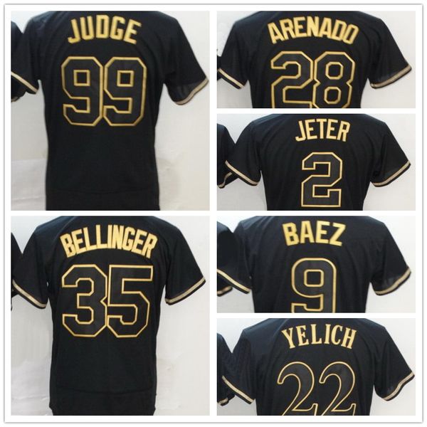 

2021 baseball jerseys bellinger jeter arenado judge baez yelich lindor harper altuve altuve clemente alonso bregman ortiz trout molina wear, Blue;black