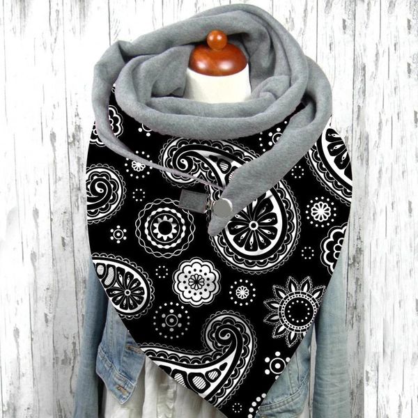 

women christmas print button soft wrap femme casual warm scarves mujer shawls fashion winter multi-purpose scarf 2020 #t2g, Blue;gray