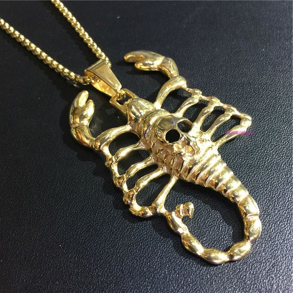 

european and american retro men's titanium steel necklace scorpion king collar, Silver