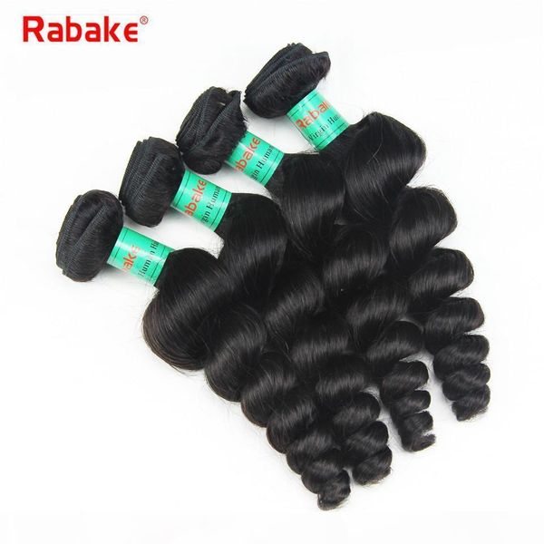 

3 or 4 bundles rabake peruvian hair weave bundles 8-28 inch loose wave 9a grade peruvian human hair extensions dyeable double wefts, Black
